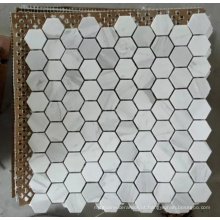 Telha de mosaico de pedra de mármore branco Hexagon (HSM204)
